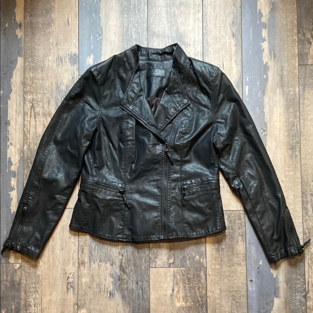 BLANKNYC Womens Vegan Leather Moto Jacket Coat Biker Zip-Up Black Size Large